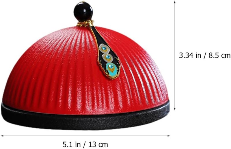 منفضة سجائر خزفية حمراء كلاسيكية على شكل قبعة مع غطاء للمكتب المنزلي - Image 2